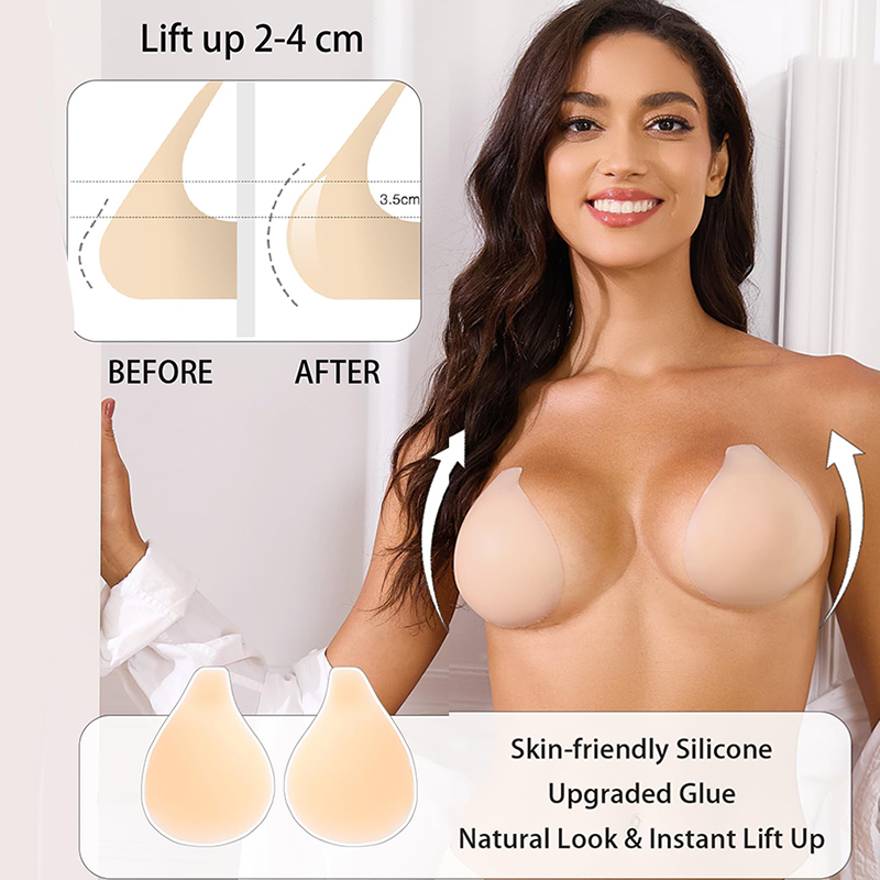 1/2 Pairs النساء لزجة الصدرية  - مراجعة Backless Bra Sticky وسعره